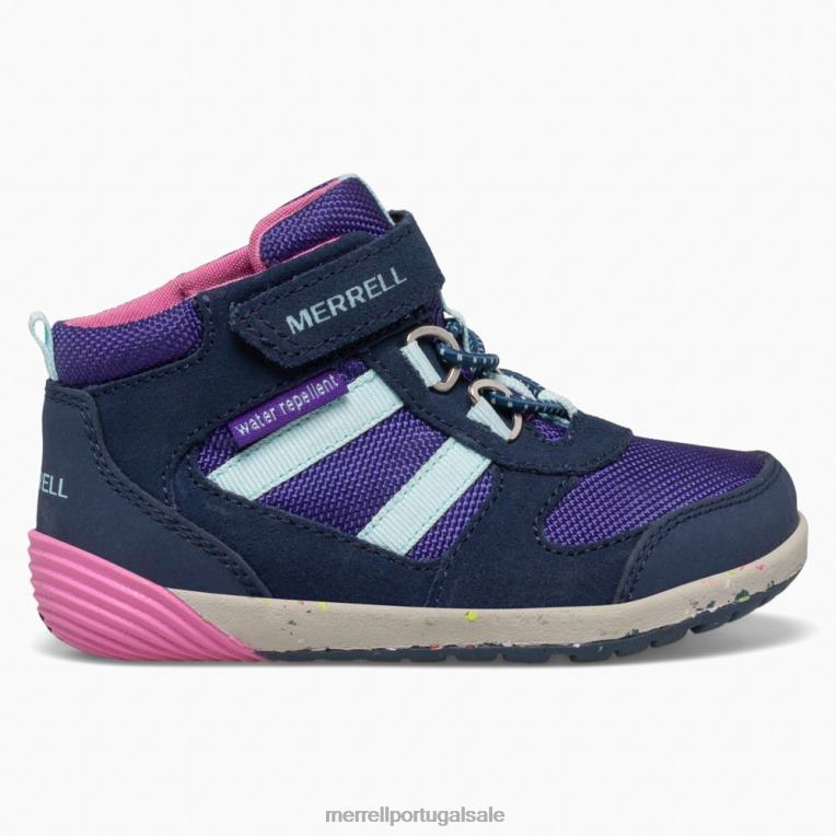 alpinista jr de passos nus (ml166271) Merrell crianças 4820N1458 marinho/rosa sapato