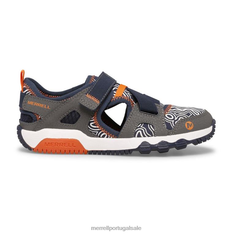 Sandália Hydro Free Roam Chroma Monark (mk265855k) Merrell crianças 4820N1503 cinza/marinho sapato