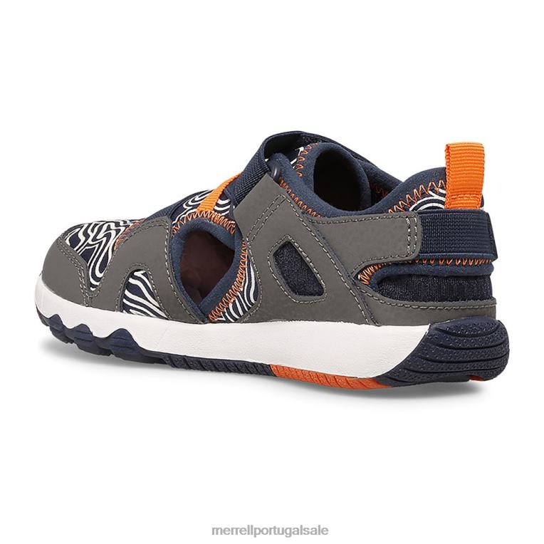 Sandália Hydro Free Roam Chroma Monark (mk265855k) Merrell crianças 4820N1503 cinza/marinho sapato