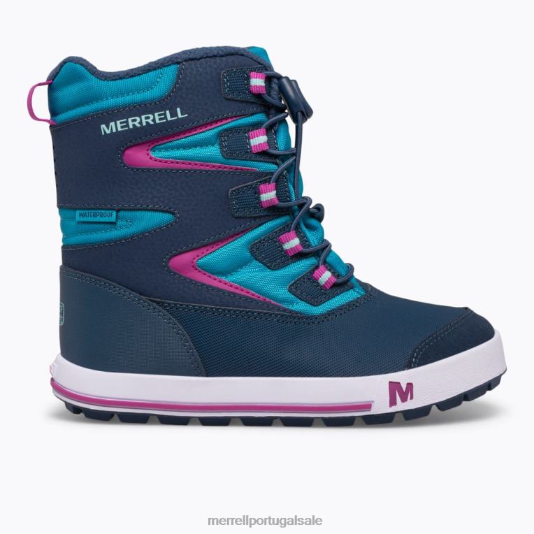 bota banco de neve 3.0 (mk165186k) Merrell crianças 4820N1483 azul marinho/turquesa sapato