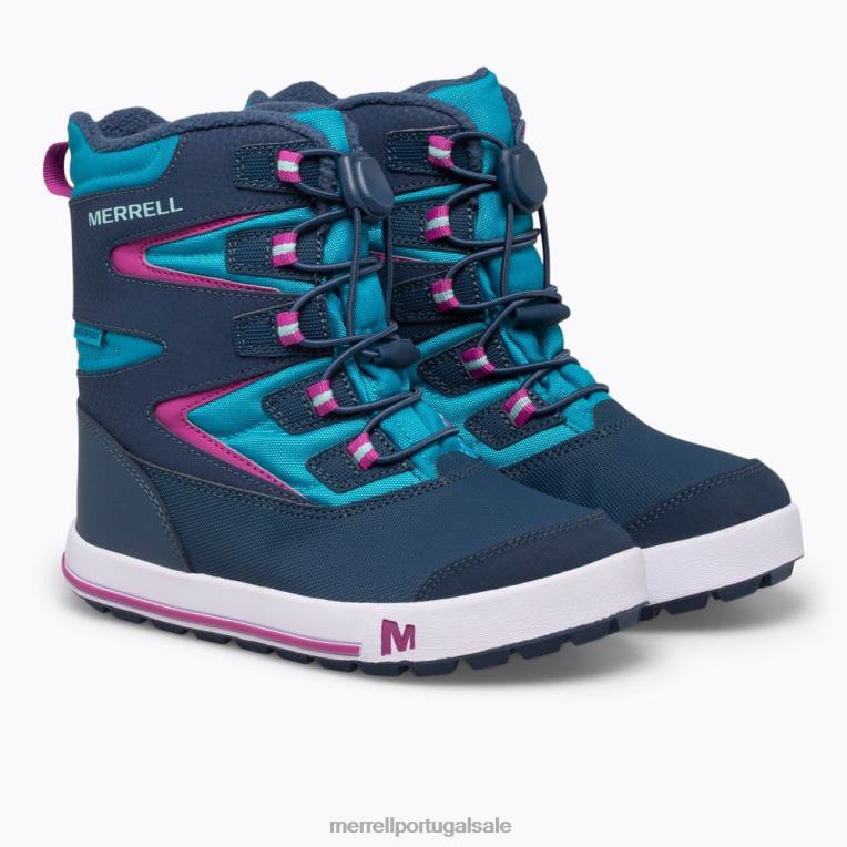 bota banco de neve 3.0 (mk165186k) Merrell crianças 4820N1483 azul marinho/turquesa sapato
