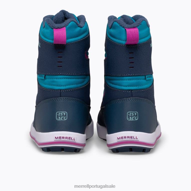 bota banco de neve 3.0 (mk165186k) Merrell crianças 4820N1483 azul marinho/turquesa sapato