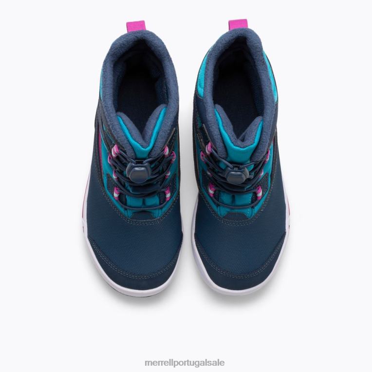 bota banco de neve 3.0 (mk165186k) Merrell crianças 4820N1483 azul marinho/turquesa sapato