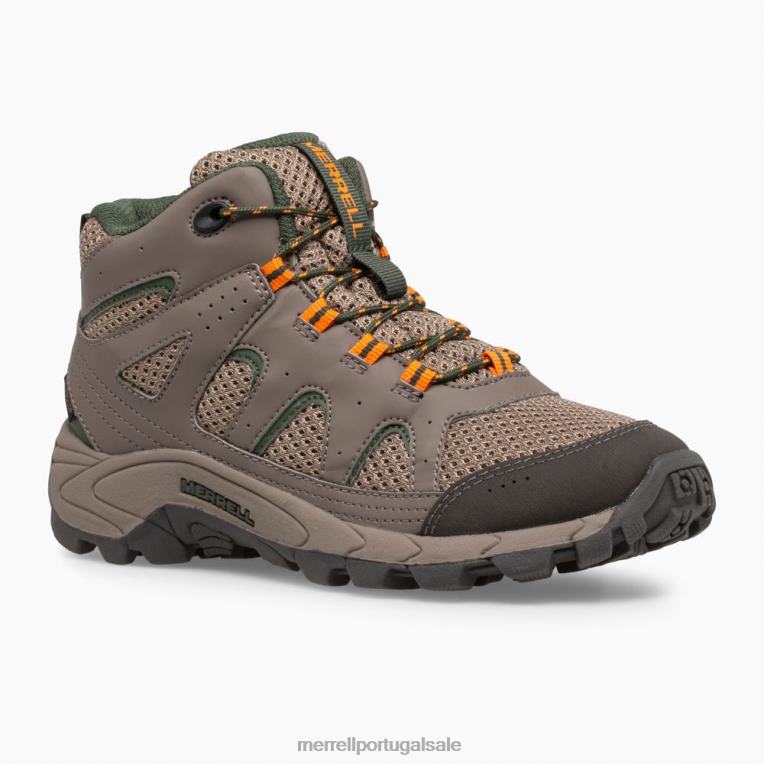 bota impermeável Oakcreek de renda média (mk264768) Merrell crianças 4820N1444 pedregulho sapato