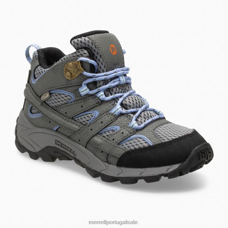 bota impermeável moab 2 mid (mk162260) Merrell crianças 4820N804 cinza/pervinca sapato