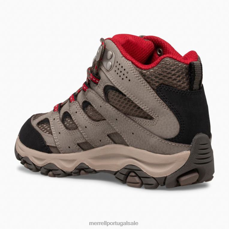 bota impermeável moab 3 mid (mk265701) Merrell crianças 4820N1430 pedregulho/vermelho sapato
