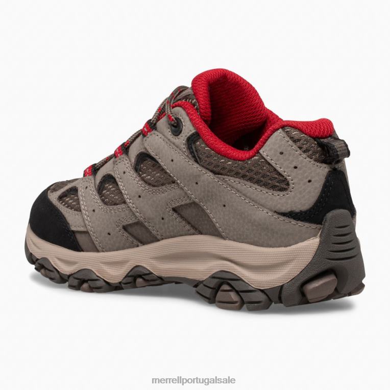 moab 3 tênis impermeável de renda baixa (mk265705) Merrell crianças 4820N1478 pedra vermelha sapato
