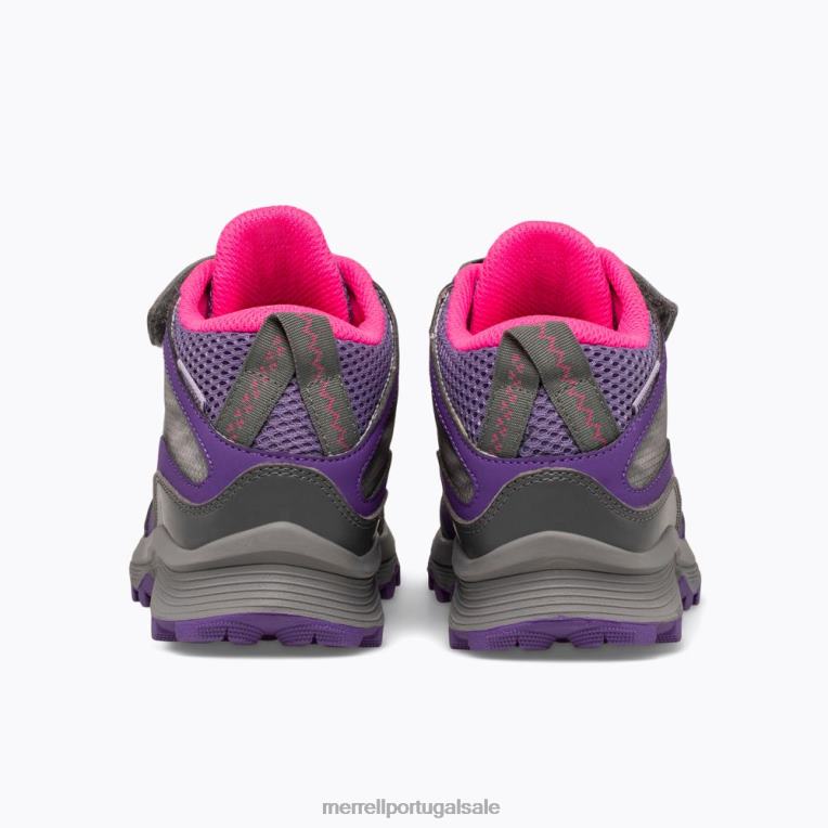 moab speed mid a/c à prova d'água (mk165209) Merrell crianças 4820N1387 cinza/rosa/roxo sapato