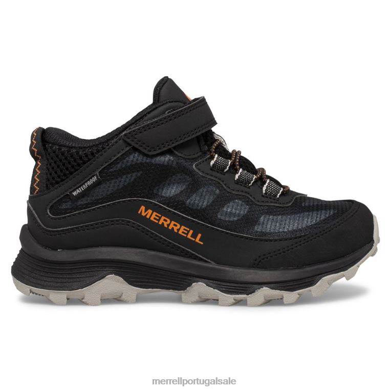 moab speed mid a/c à prova d'água (mk265951) Merrell crianças 4820N1385 preto sapato
