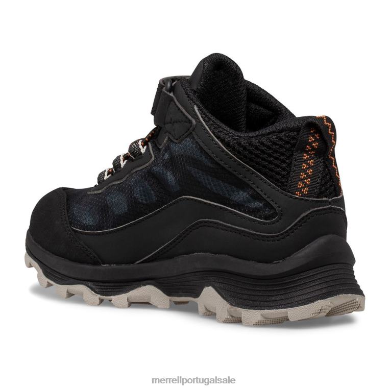 moab speed mid a/c à prova d'água (mk265951) Merrell crianças 4820N1385 preto sapato