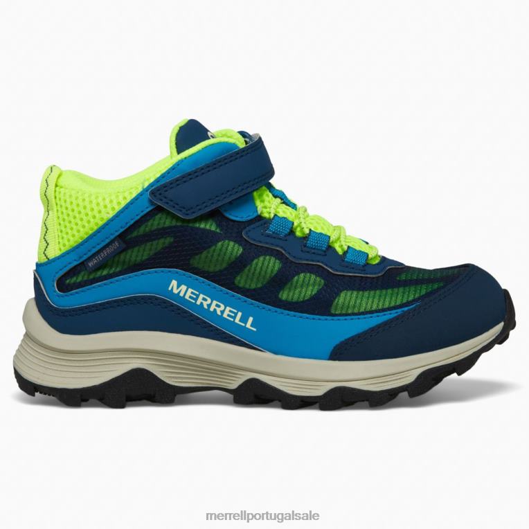 moab speed mid a/c à prova d'água (mk267121) Merrell crianças 4820N1384 marinha/oi viz sapato