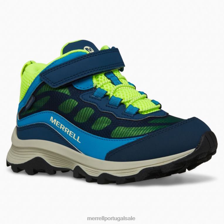 moab speed mid a/c à prova d'água (mk267121) Merrell crianças 4820N1384 marinha/oi viz sapato