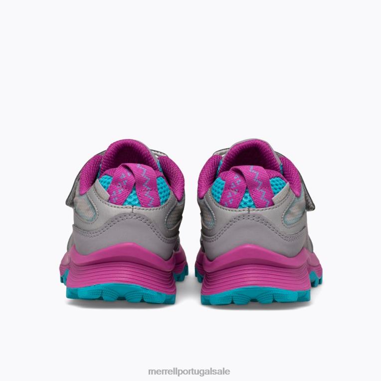 moab velocidade baixa a/c à prova d'água (mk165211) Merrell crianças 4820N1362 cinza/prata/turquesa sapato