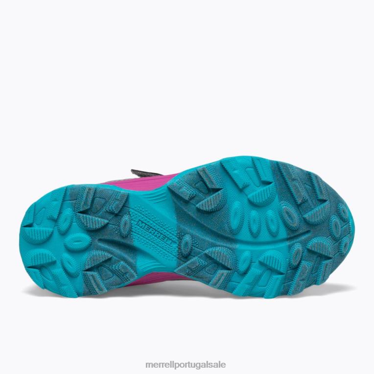 moab velocidade baixa a/c à prova d'água (mk165211) Merrell crianças 4820N1362 cinza/prata/turquesa sapato