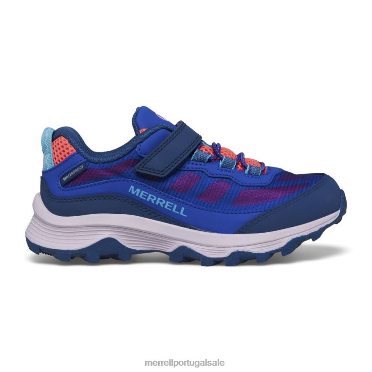 moab velocidade baixa a/c à prova d'água (mk166989) Merrell crianças 4820N1364 azul/berry/turq sapato