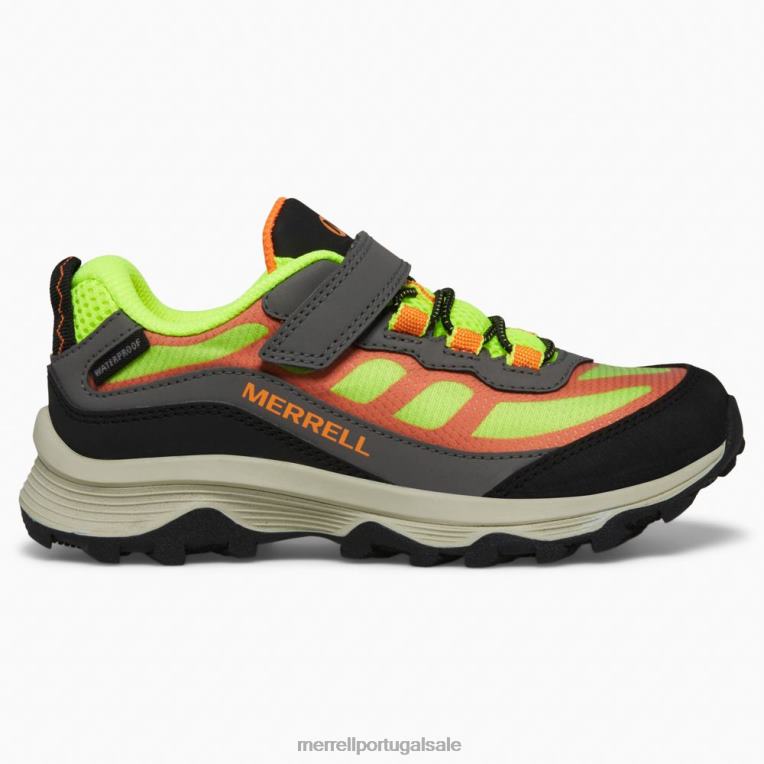 moab velocidade baixa a/c à prova d'água (mk266774) Merrell crianças 4820N1366 cinza/oi viz/laranja sapato