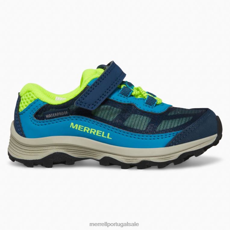 moab velocidade baixa ar condicionado jr. tênis impermeável (ml267122) Merrell crianças 4820N1368 marinha/oi viz sapato