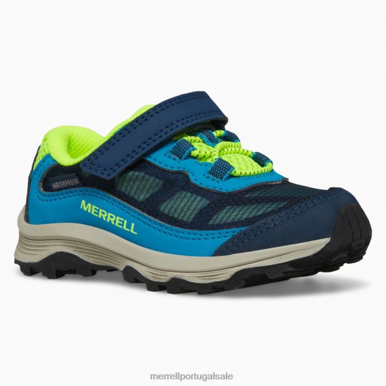 moab velocidade baixa ar condicionado jr. tênis impermeável (ml267122) Merrell crianças 4820N1368 marinha/oi viz sapato