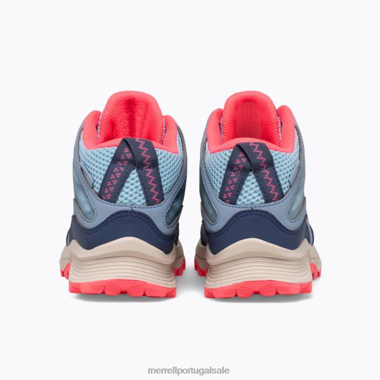 moab velocidade média à prova d'água (mk165213) Merrell crianças 4820N1382 azul empoeirado/coral sapato