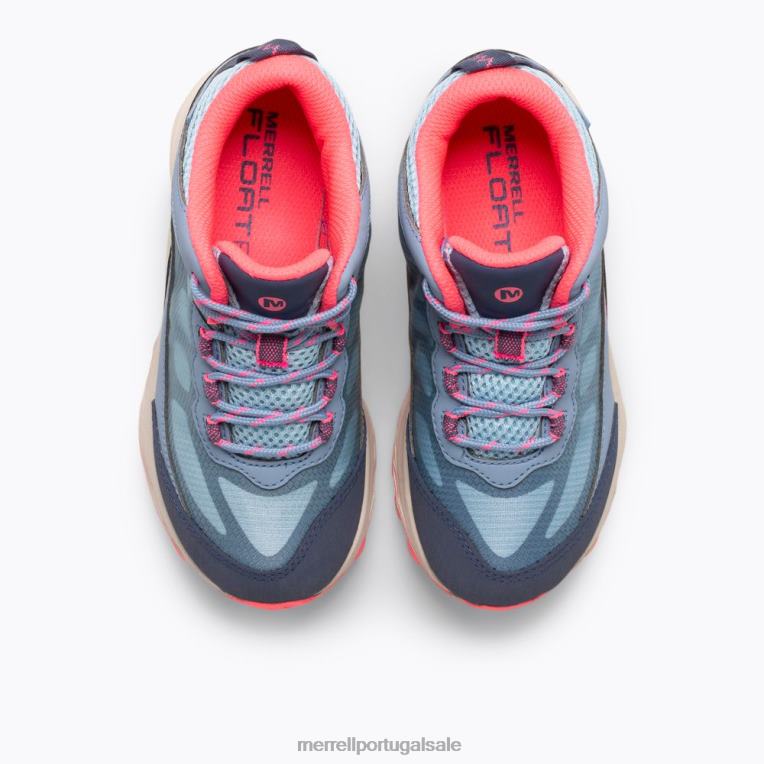 moab velocidade média à prova d'água (mk165213) Merrell crianças 4820N1382 azul empoeirado/coral sapato