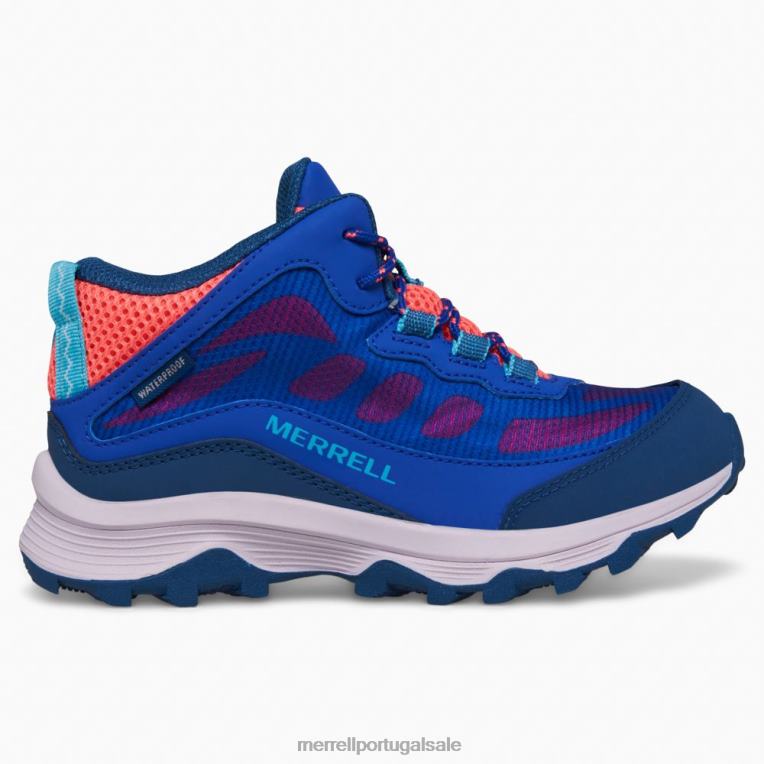moab velocidade média à prova d'água (mk166990) Merrell crianças 4820N1379 azul/berry/turq sapato
