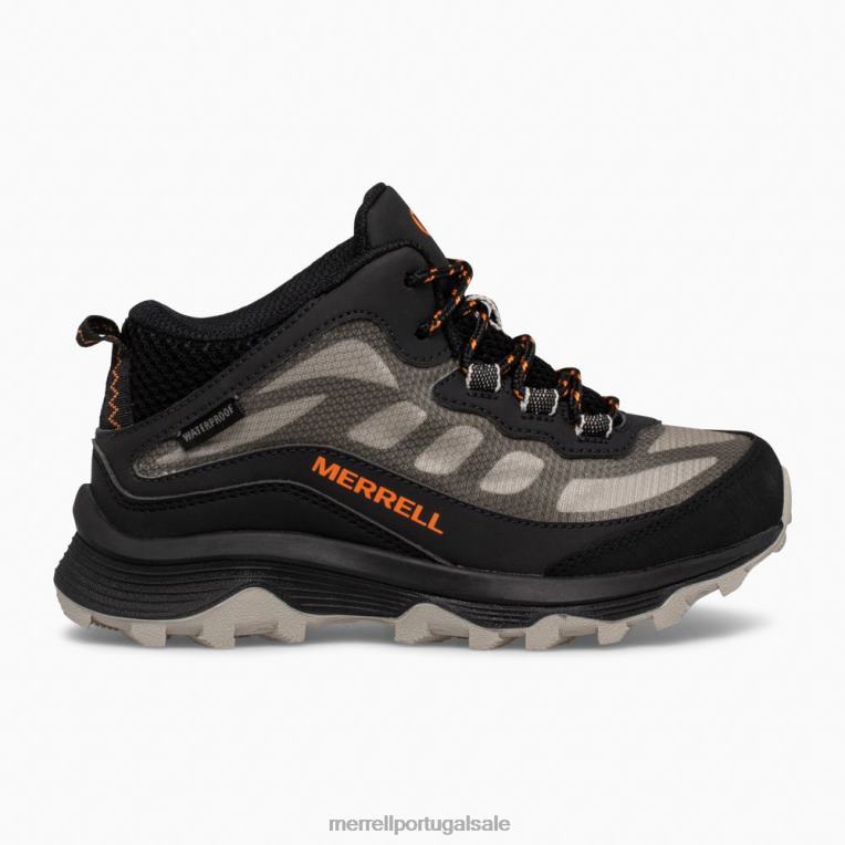 moab velocidade média à prova d'água (mk265424) Merrell crianças 4820N1378 preto sapato