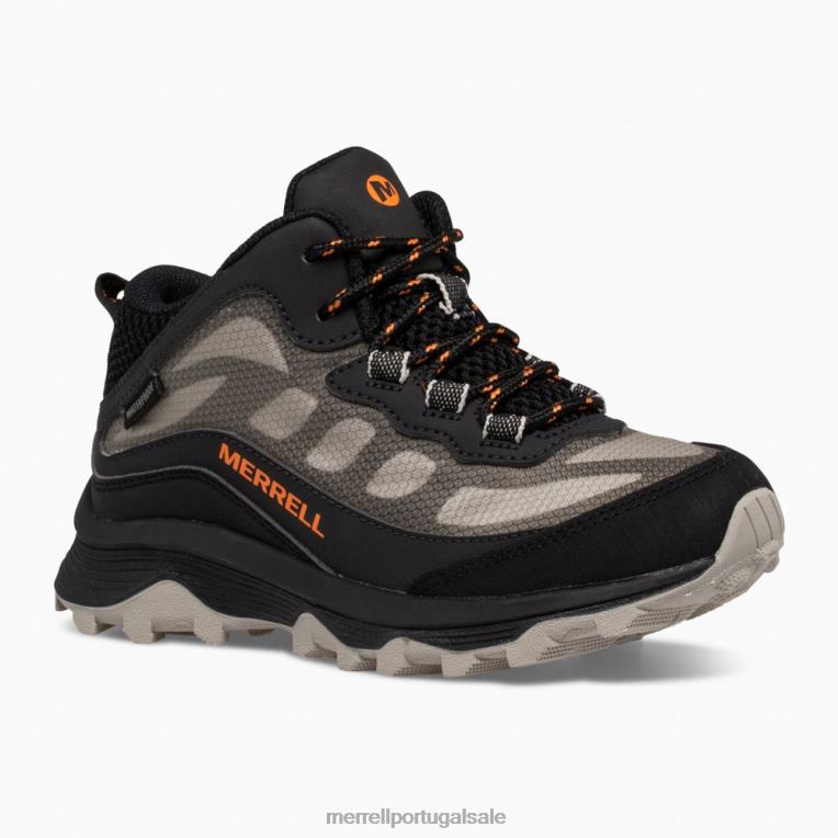 moab velocidade média à prova d'água (mk265424) Merrell crianças 4820N1378 preto sapato