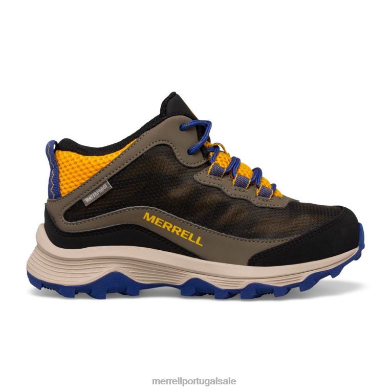 moab velocidade média à prova d'água (mk266263) Merrell crianças 4820N1381 cobalto/ouro sapato