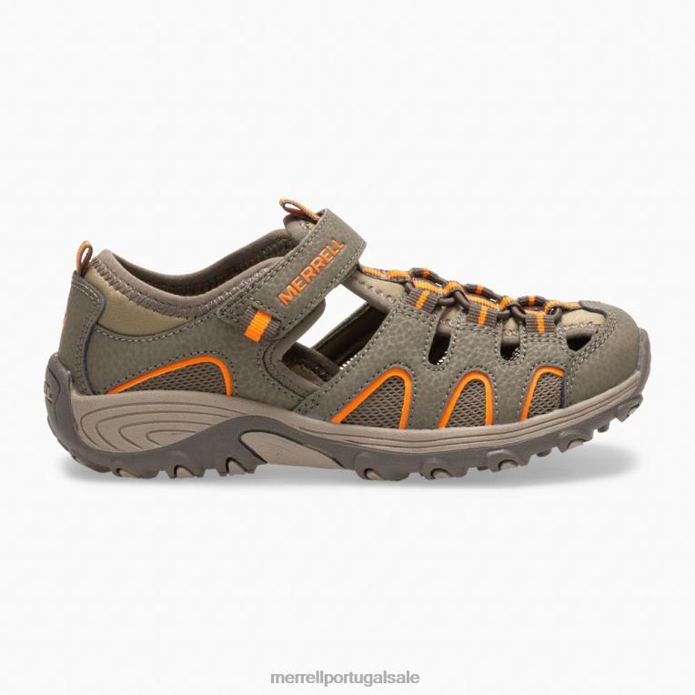 sandália de caminhada hidro h2o (mk261856k) Merrell crianças 4820N1411 gunsmoke/laranja sapato