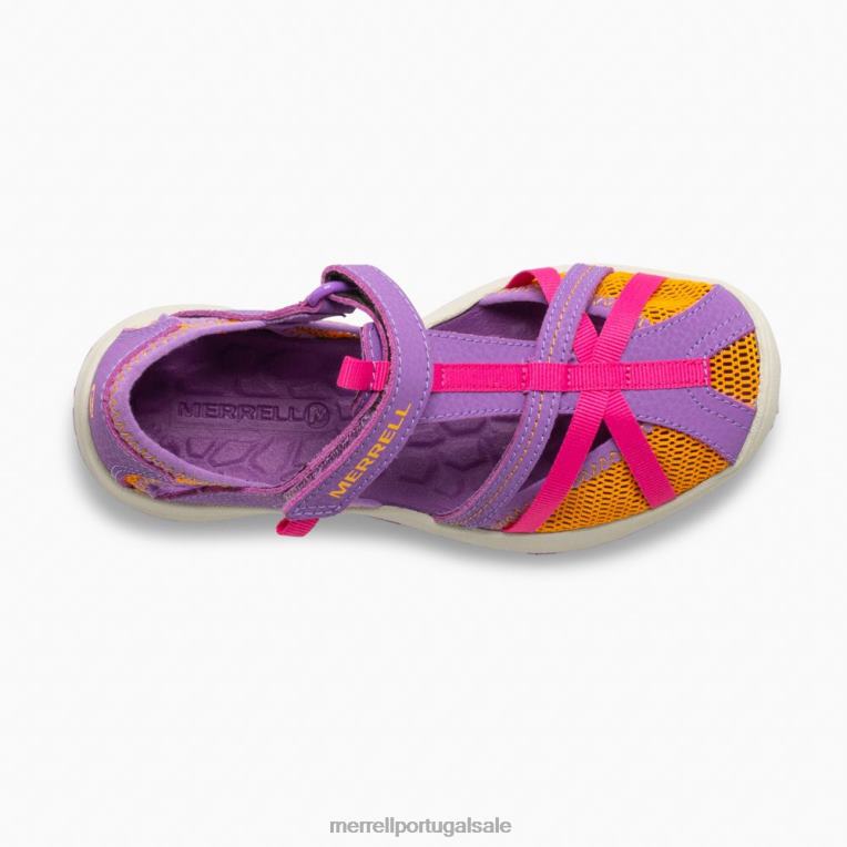 sandália libélula (mk165698k) Merrell crianças 4820N1415 roxo/laranja sapato
