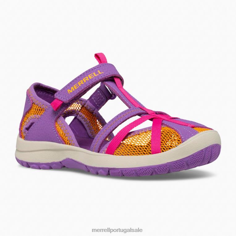 sandália libélula (mk165698k) Merrell crianças 4820N1415 roxo/laranja sapato