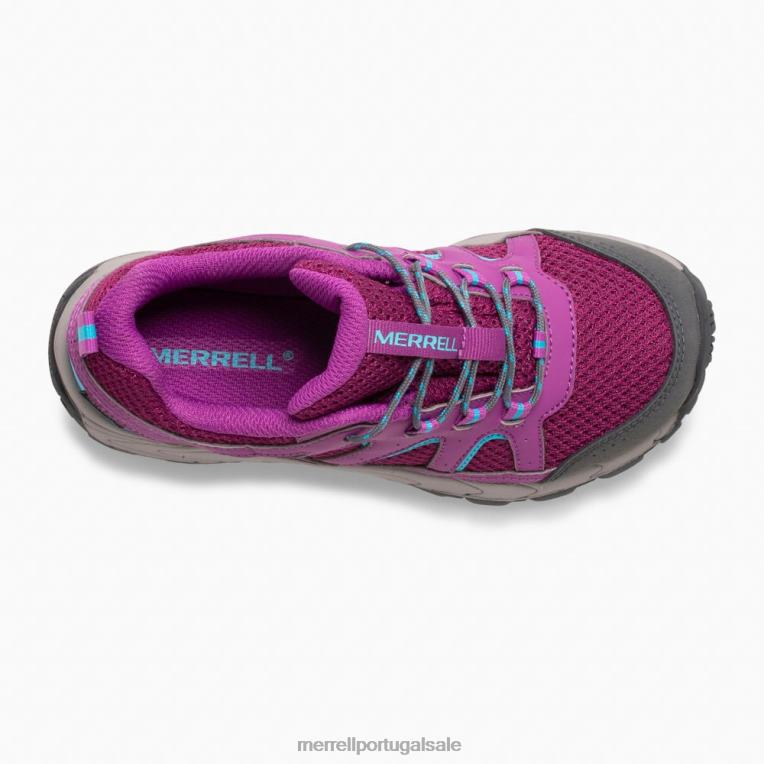tênis Oakcreek impermeável de renda baixa (mk164772) Merrell crianças 4820N1451 paloma/baga sapato