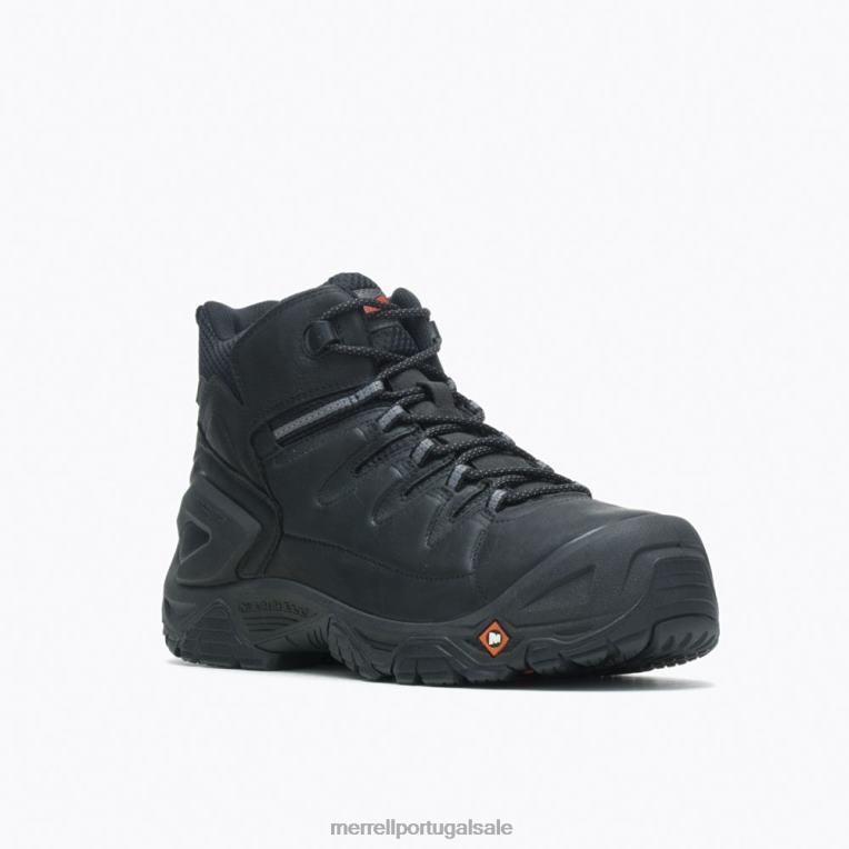 bota de trabalho resistente à prova d'água de 6 pol. em couro strongfield largura larga (j099387w) Merrell homens 4820N708 preto sapato