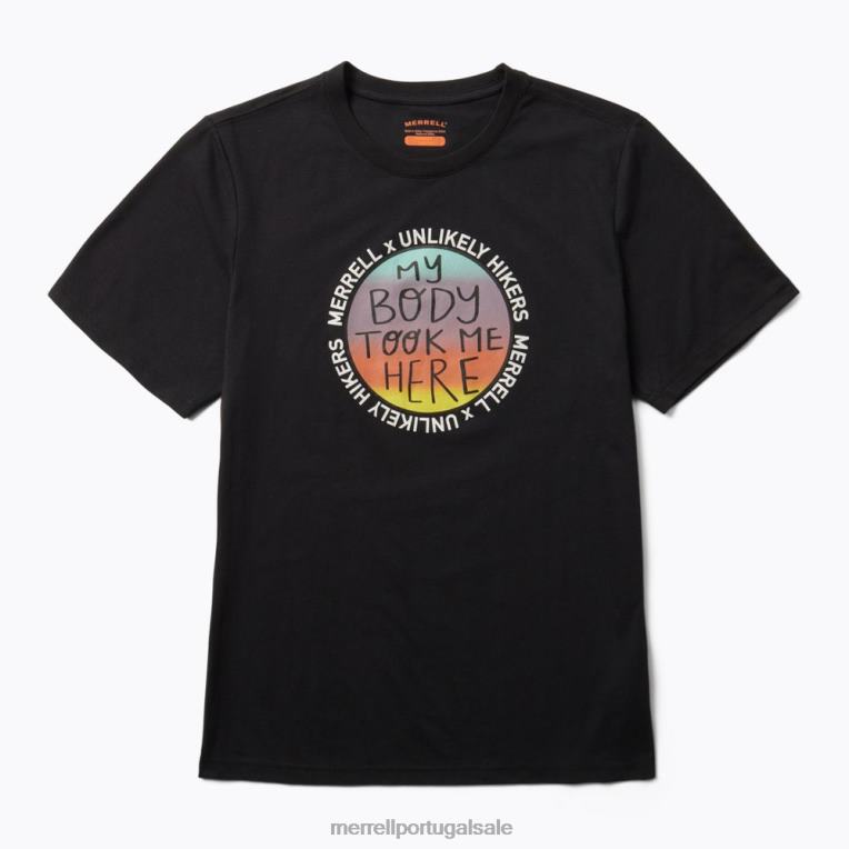 camiseta de manga curta (jms26681-010) Unlikely Hikers X Merrell homens 4820N451 preto roupas