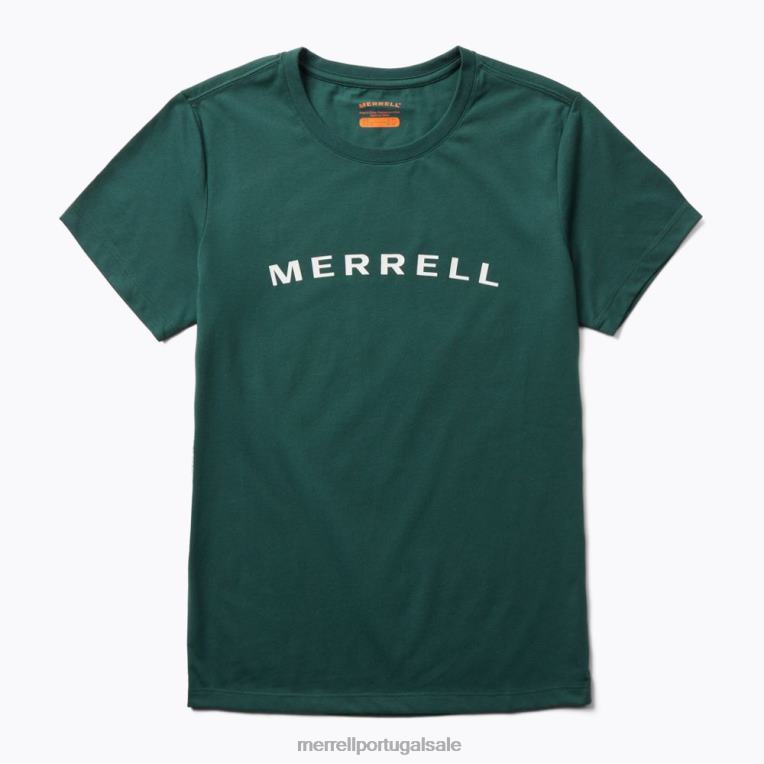 camiseta de manga curta com logomarca (jws26368-325) Merrell mulheres 4820N1299 musgo marinho roupas