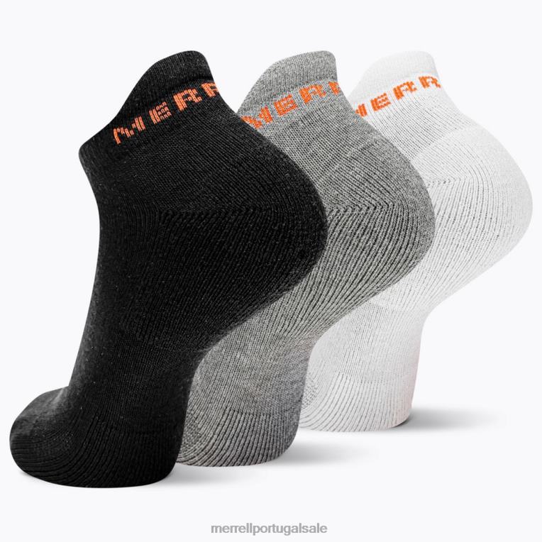 pacote de 3 meias de corte baixo com aba de algodão (jsf26528-001) Merrell unissex 4820N274 preto sortido acessórios