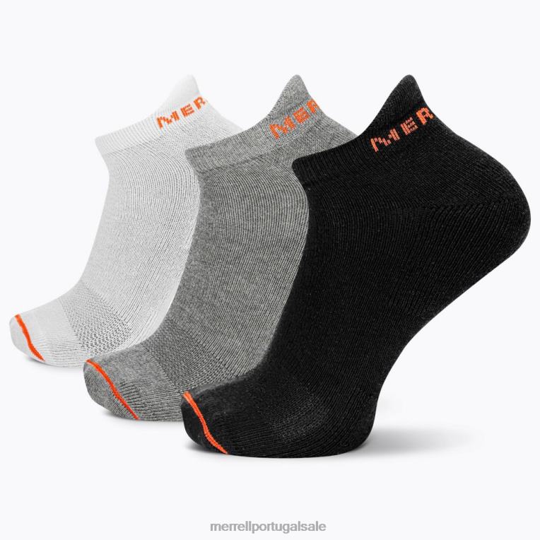 pacote de 3 meias de corte baixo com aba de algodão (jsf26528-001) Merrell unissex 4820N274 preto sortido acessórios