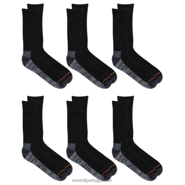 pacote de 6 meias para equipe de trabalho (jss26719-010) Merrell unissex 4820N266 preto acessórios